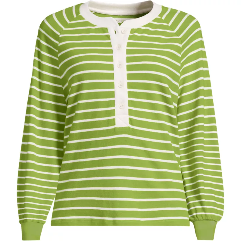 Women's Plus Size Long Sleeve Mariner Henley, Front