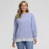 Women's Long Sleeve Serious Sweats Lace Hem Crew Neck Tunic Sweatshirt, Front