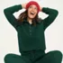 Women's Petite Long Sleeve Waffle Button Up Henley, alternative image