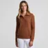 Women's Long Sleeve Waffle Button Up Henley, Front