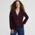 Women's Long Sleeve Waffle V-neck Cardigan, Front