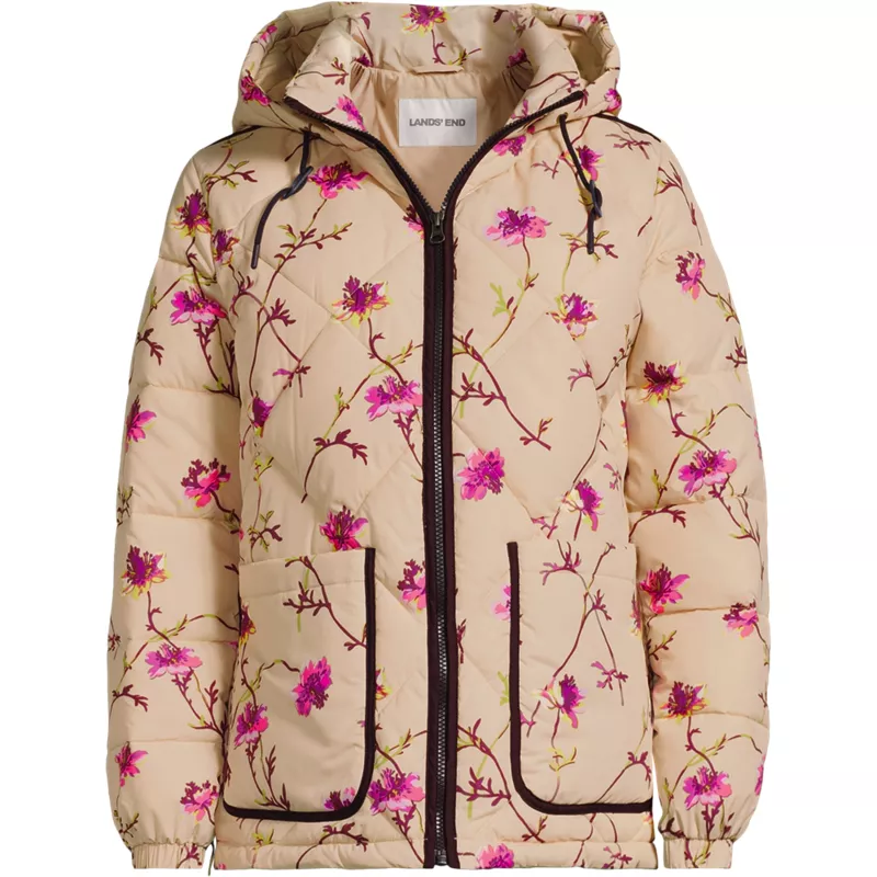 Women's Plus Size Print FeatherFree Insulated Diamond Quilted Jacket, Front