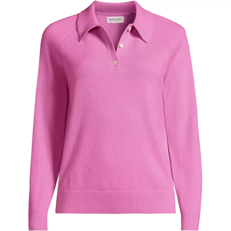 Women's Plus Size Cashmere Polo Sweater, Front