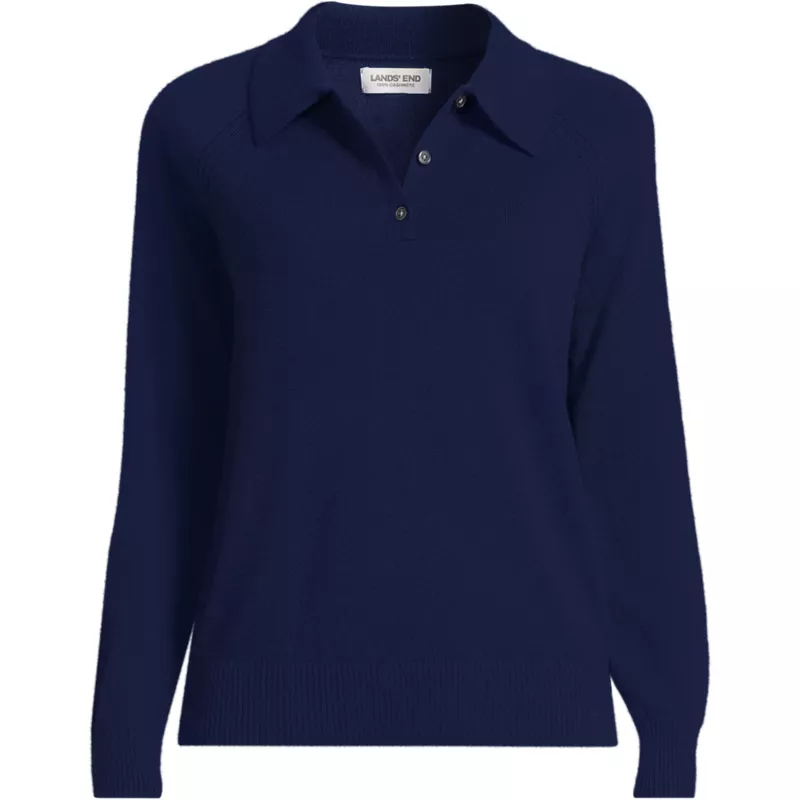 Women's Plus Size Cashmere Polo Sweater, Front
