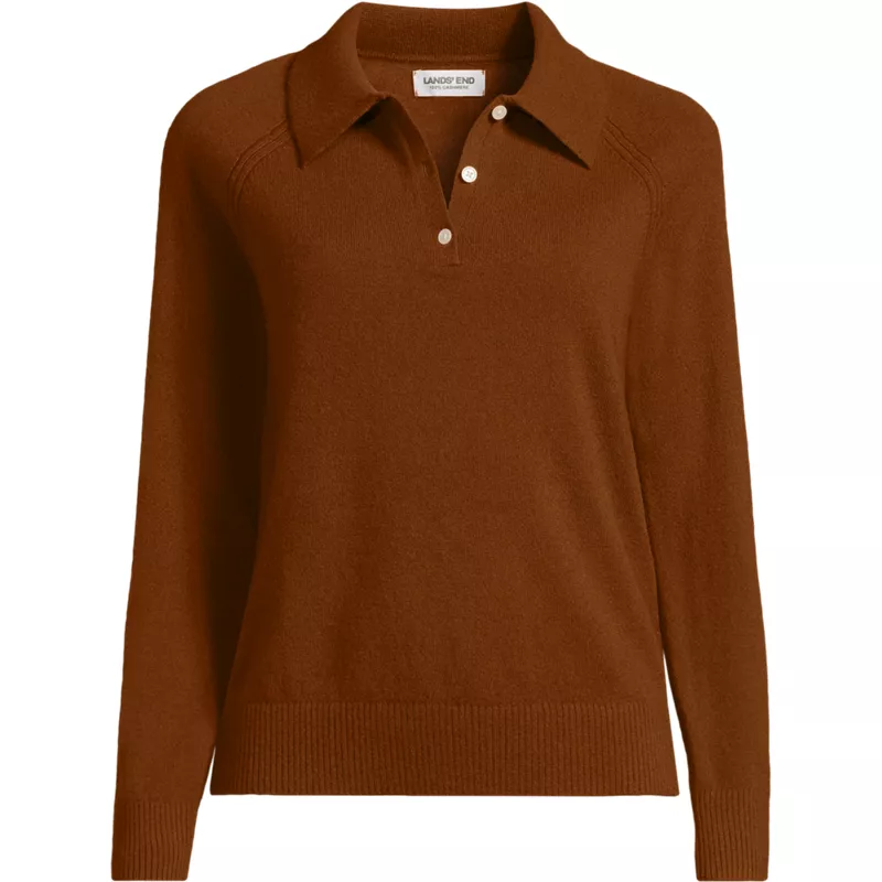 Women's Cashmere Polo Sweater, Front