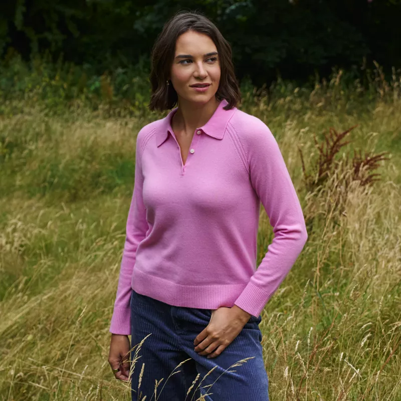 Women's Cashmere Polo Sweater, alternative image