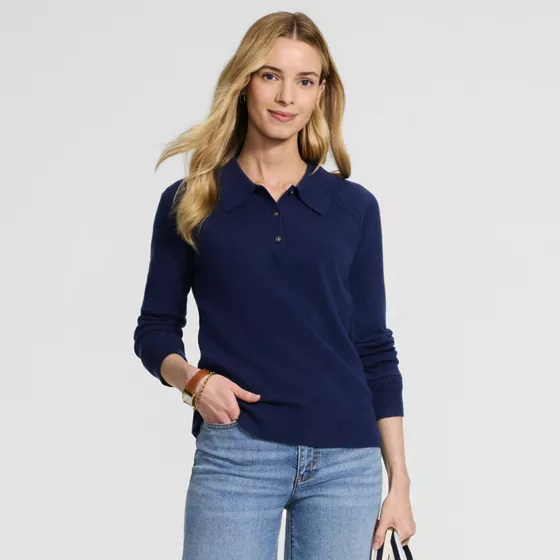 Women's Cashmere Polo Sweater - primary
