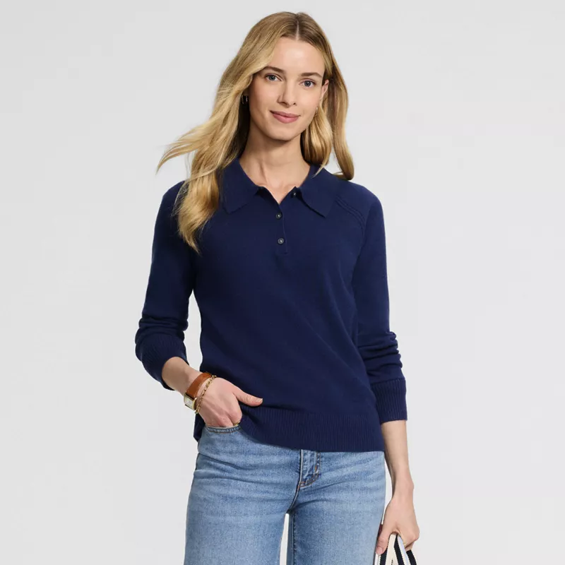 Women's Cashmere Polo Sweater, alternative image