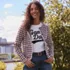 Women's Fine Gauge Cotton Jacquard Blazer Sweater, alternative image