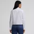 Women's Boxy Cropped No Iron Pintuck Ruffle Collar Shirt, Back