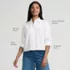Women's Boxy Cropped No Iron Pintuck Ruffle Collar Shirt, alternative image