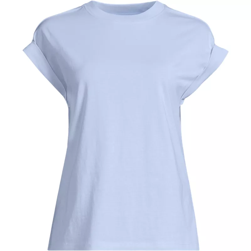 Women's Plus Size Cap Sleeve Supima Cotton Crew Neck Tee, Front