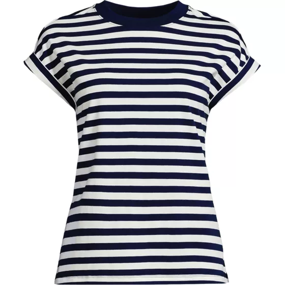 School Uniform Women's Cap Sleeve Supima Cotton Crew Neck Tee - primary