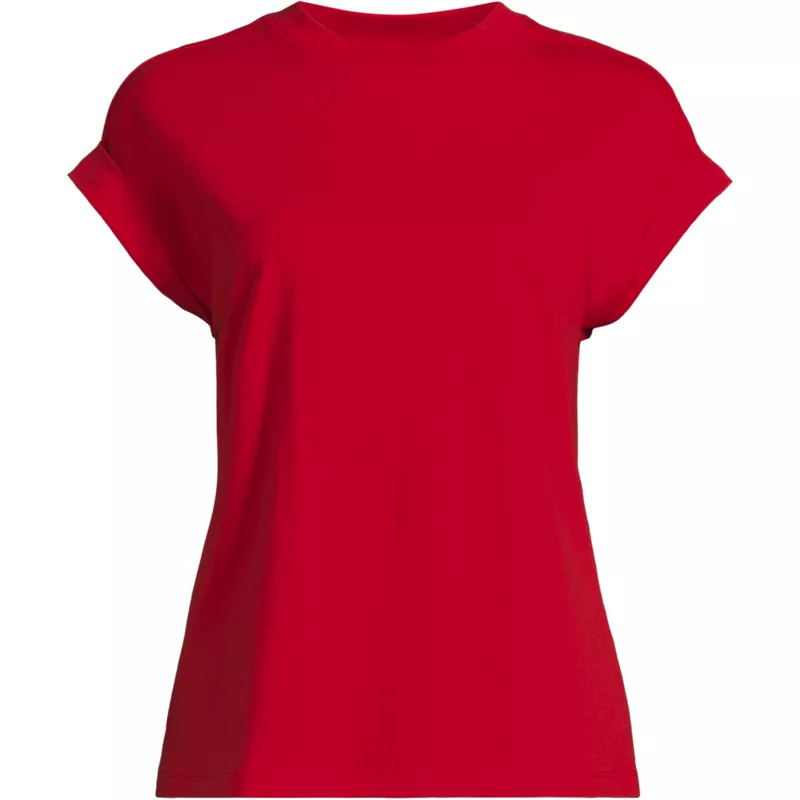 Women's Cap Sleeve Supima Cotton Crew Neck Tee, Front
