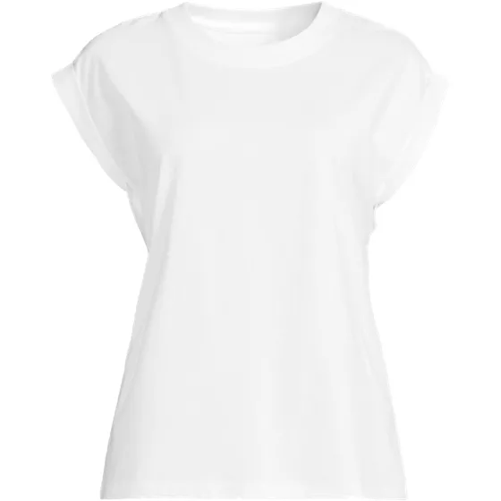 Women's Plus Size Cap Sleeve Supima Cotton Crew Neck Tee - primary