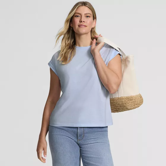 Women's Cap Sleeve Supima Cotton Crew Neck Tee - primary