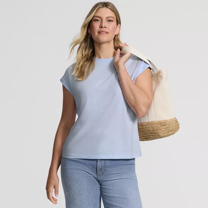 Women's Cap Sleeve Supima Cotton Crew Neck Tee, alternative image