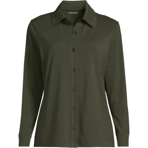 Women's Long Sleeve Supima Cotton Relaxed Button Front Shirt - primary