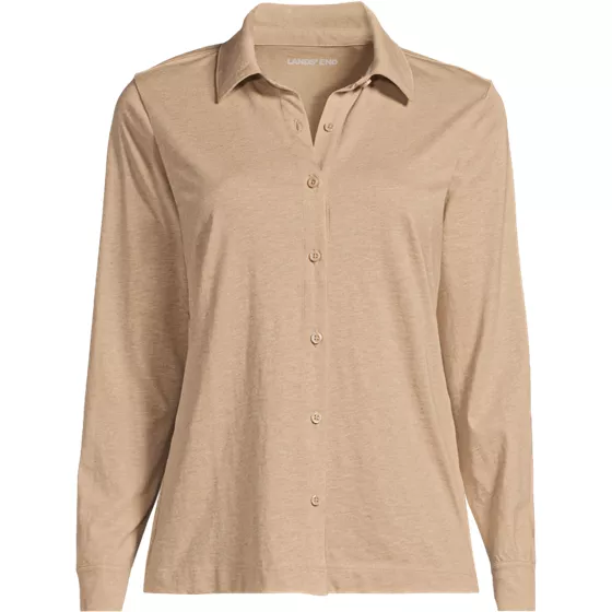 Women's Long Sleeve Supima Cotton Relaxed Button Front Shirt - primary