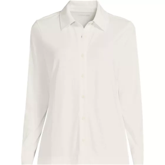 Women's Long Sleeve Supima Cotton Relaxed Button Front Shirt - primary