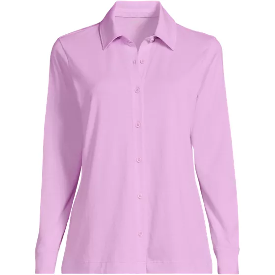 Women's Long Sleeve Supima Cotton Relaxed Button Front Shirt - primary