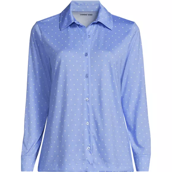 Women's Plus Size Long Sleeve Supima Cotton Relaxed Button Front Shirt - primary