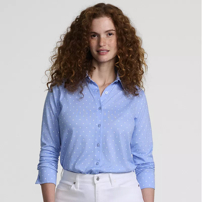 Women's Long Sleeve Supima Cotton Relaxed Button Front Shirt, alternative image