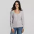 Women's Long Sleeve Variegated Micro Rib Lace Trim Scoop Neck Top, Front