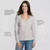 Women's Long Sleeve Variegated Micro Rib Lace Trim Scoop Neck Top, alternative image