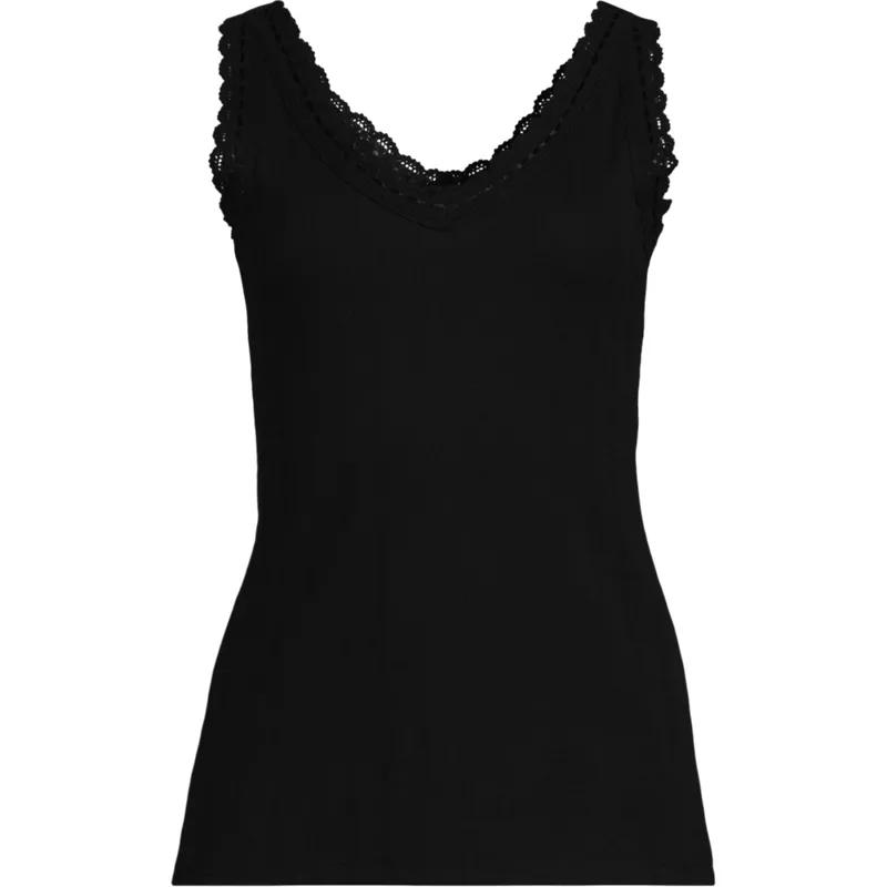 Women's Plus Size Variegated Micro Rib Lace Trim Cami, Front