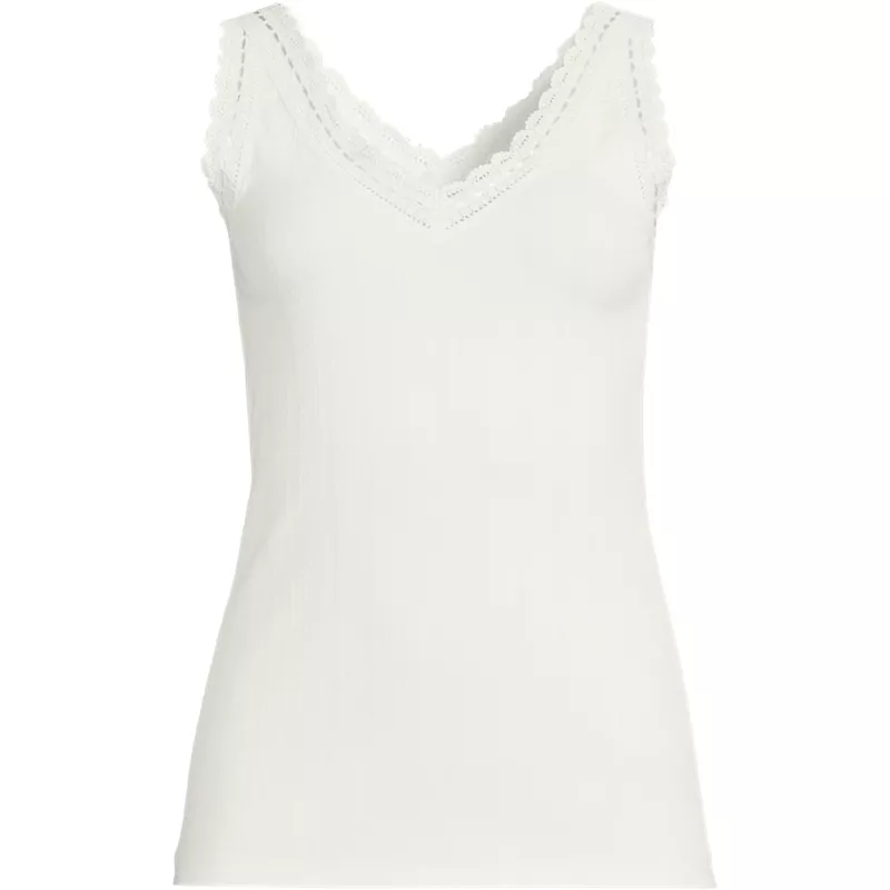 Women's Plus Size Variegated Micro Rib Lace Trim Cami, Front