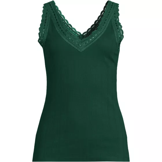 Women's Variegated Micro Rib Lace Trim Cami - primary