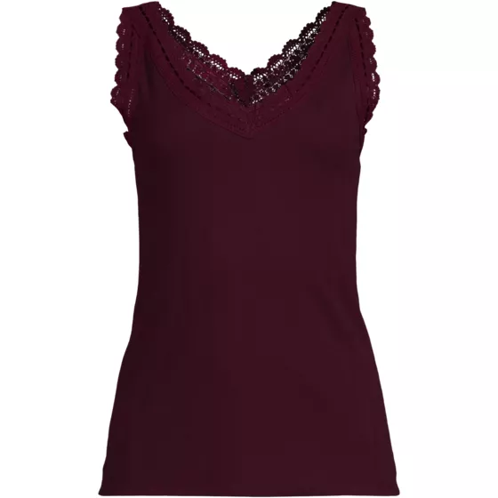 Women's Variegated Micro Rib Lace Trim Cami - primary