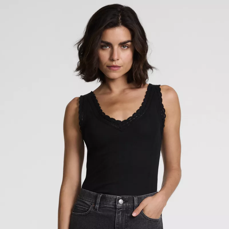 Women's Variegated Micro Rib Lace Trim Cami, alternative image