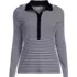 Women's Petite Long Sleeve Micro Rib Woven Collar Polo, Front