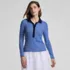Women's Long Sleeve Micro Rib Woven Collar Polo, Front