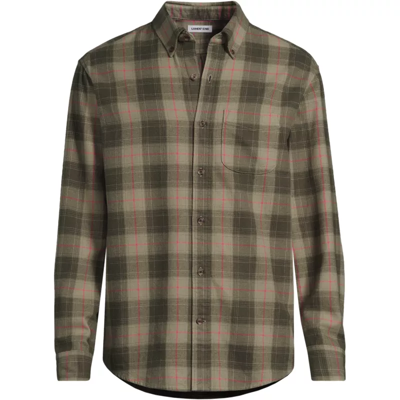 Men's Long Sleeve Tailored Flagship Flannel Shirt, Front