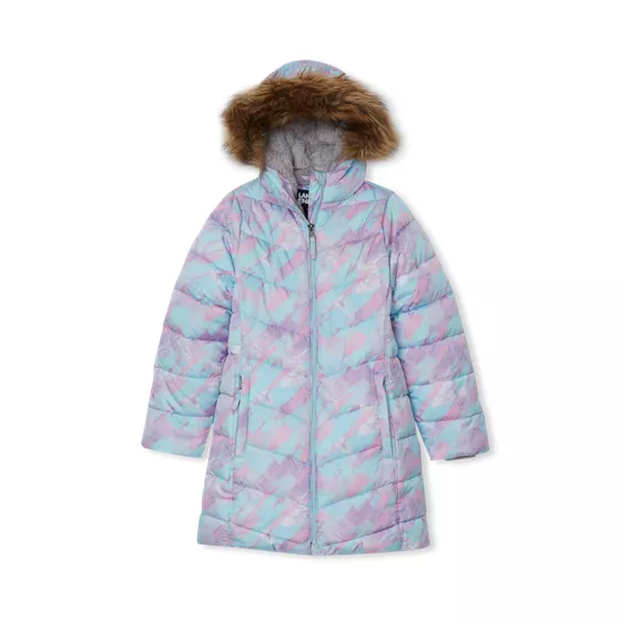 Girls Fleece Lined Printed Parka - primary
