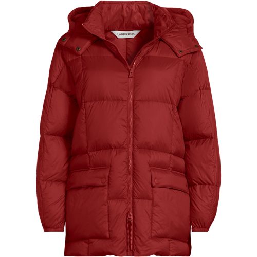 Wanderweight Down Packable Puffer Jacket, Women, size: S, regular, Orange, Nylon, by Lands' End
