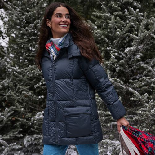 Wanderweight Down Packable Puffer Jacket, Women, size: S, regular, Blue, Nylon, by Lands' End