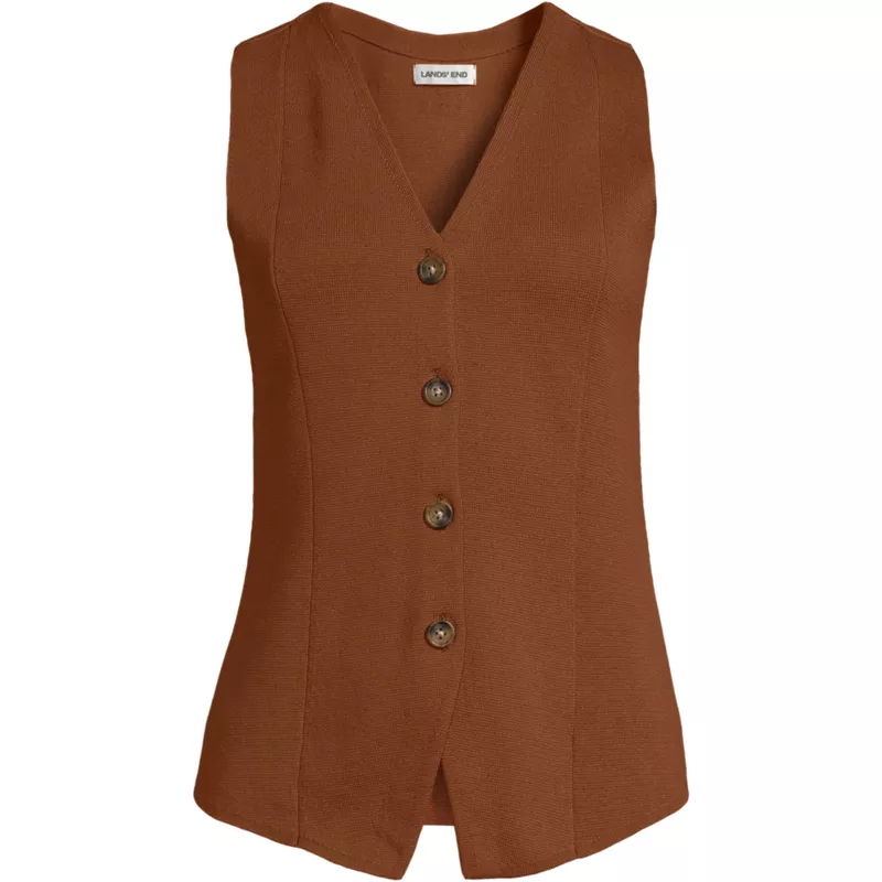 Women's Cotton Milano V-neck Vest Sweater, Front