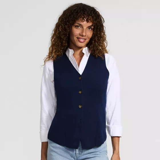 Women's Cotton Milano V-neck Vest Sweater - primary