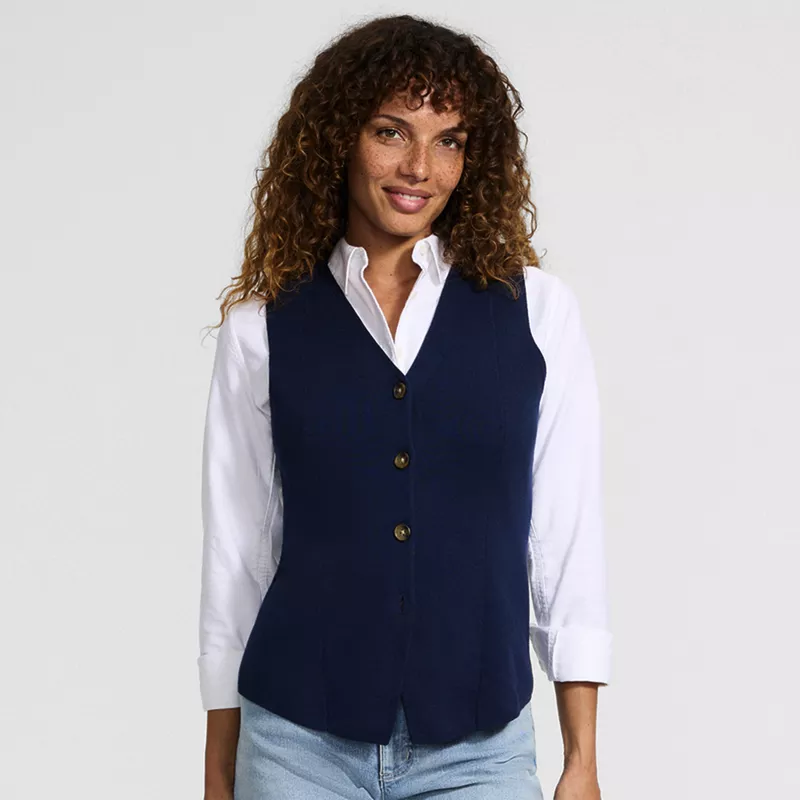 Women's Cotton Milano V-neck Vest Sweater, alternative image