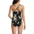 Women's Long Torso SlenderSuit Pleated Low Leg One Piece Swimsuit, Back