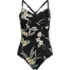 Women's Long Torso SlenderSuit Pleated Low Leg One Piece Swimsuit, Front