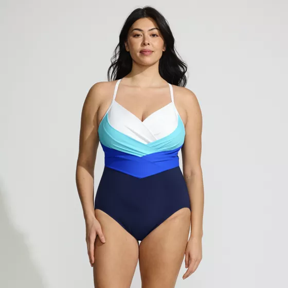 Women's SlenderSuit Pleated Low Leg One Piece Swimsuit - primary