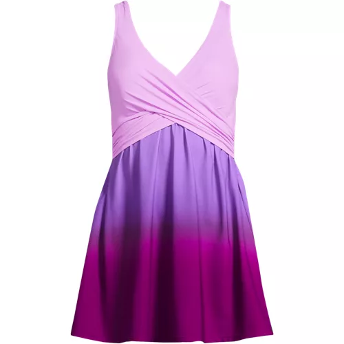 Women's SlenderSuit Wrap Swim Dress Swimsuit, Front