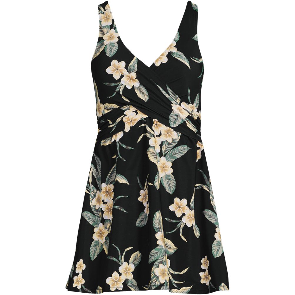 Women's Long Torso SlenderSuit Wrap Swim Dress Swimsuit | Lands' End