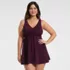 Women's Plus Size SlenderSuit Wrap Swim Dress Swimsuit, Front