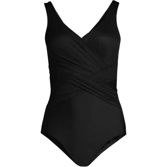 Women's Plus Size Long Torso SlenderSuit Wrap One Piece Swimsuit - primary